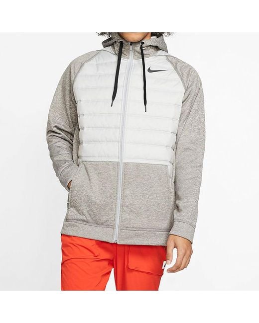 Nike Gray Stay Warm Sports Training Hooded Padded Jacket for men