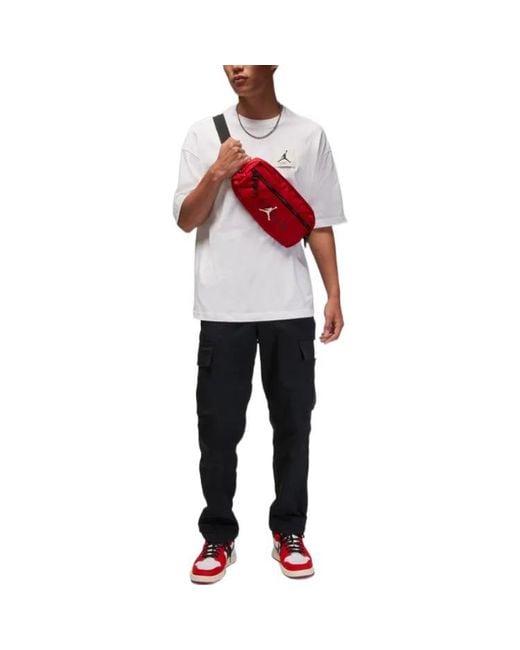 Nike Flight Essentials Solid Color Logo Label Loose Pullover Round Neck Half Sleeve White T-shirt for men
