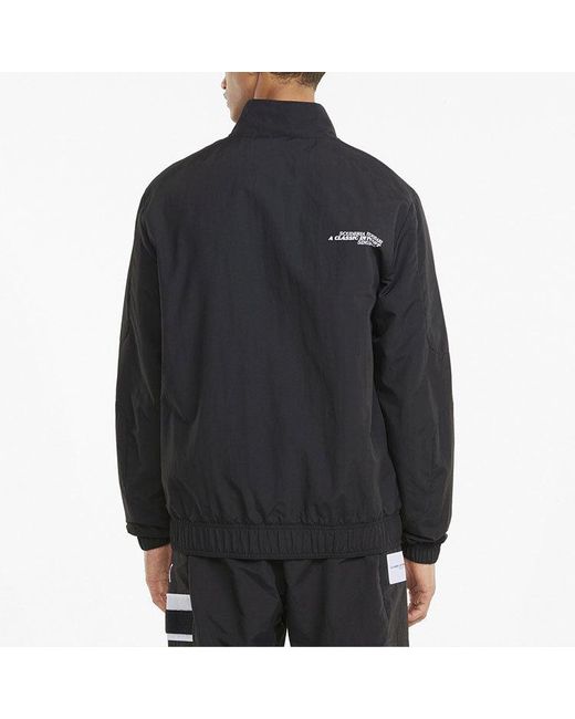 PUMA Black Ferrari Racing Series Logo Sports Stand Collar Jacket for men