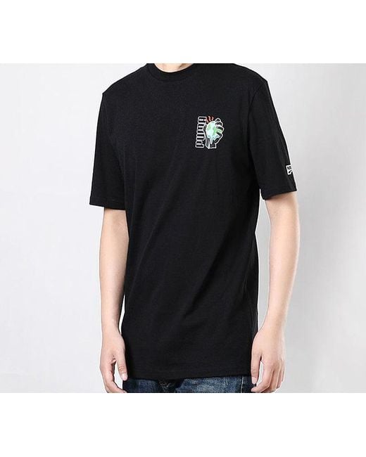 PUMA Black Environmental Friendly Printing Round Neck Short Sleeve for men