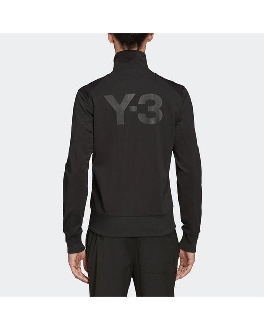 Adidas Black Y-3 Printing Logo Stand Collar Zipper Long Sleeves Jacket for men