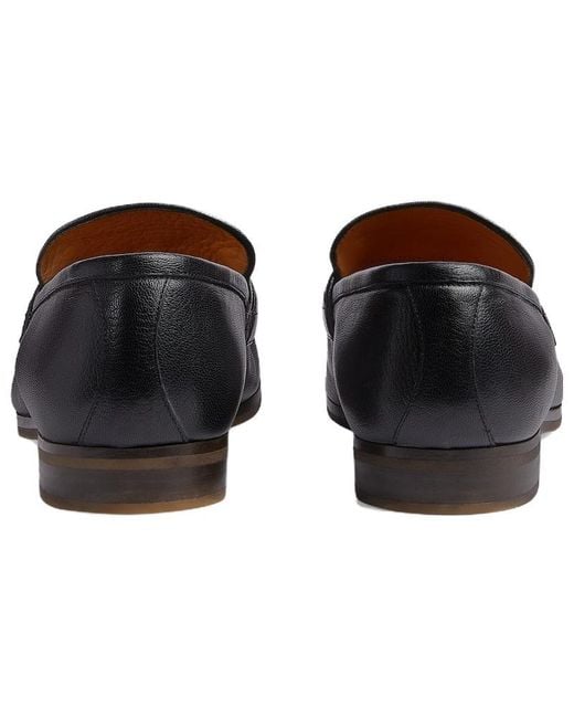 Gucci Black Leather Grosgrain Trim Dress Loafers for men