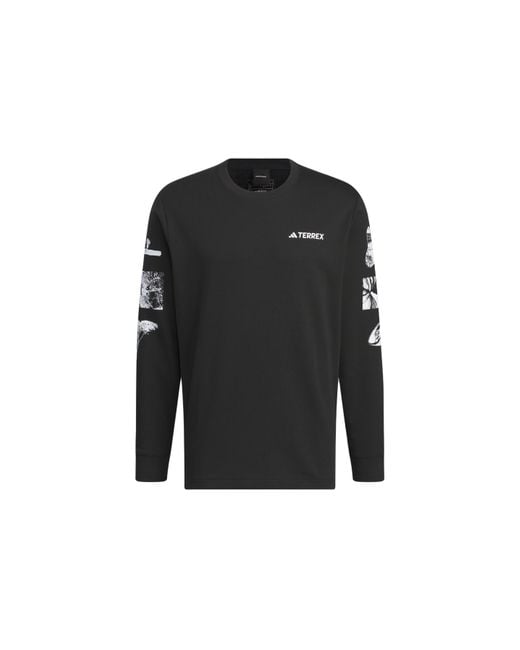 Adidas Black National Geographic Aeroready Graphic Long Sleeve Tee Asia Sizing for men