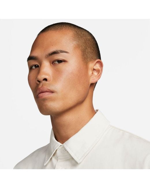 Nike White Life Woven Military Short-sleeve Button-down Shirt Cotton for men