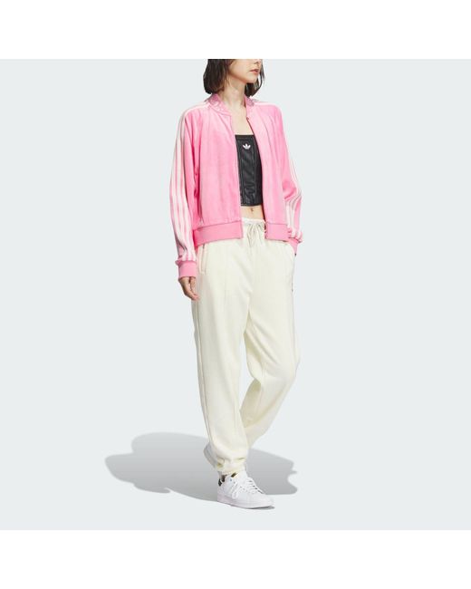 Adidas Pink (Wmns) Originals Velour Sst Track Suit Track Top Asia Sizing