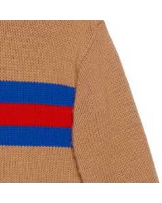 Gucci Blue Wool Mohair Sweater With Web Intarsia 'Camel' for men