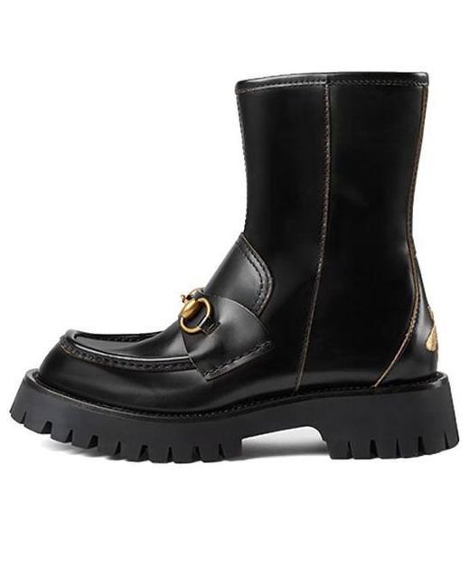 Gucci Black Horsebit-embellished Ankle Boots