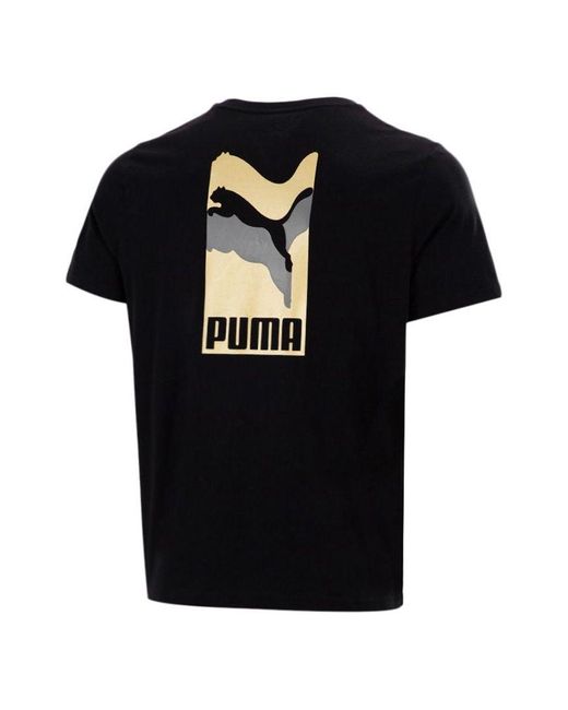 PUMA Black Alphabet Printing Casual Sports Short Sleeve for men