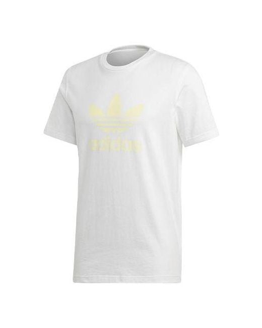 Adidas White Originals Chest Logo Printing Sports Short Sleeve for men