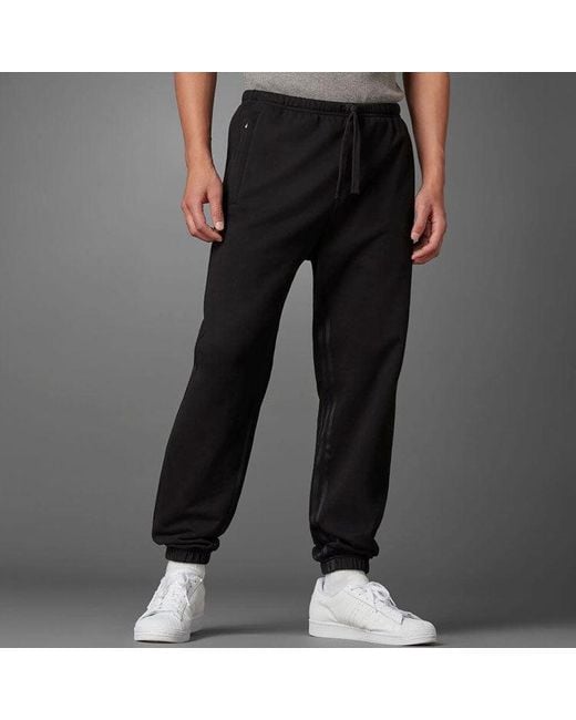 Adidas Black Originals Cotton Drawstring Elastic Waistband Sports Pants/Trousers/Joggers for men