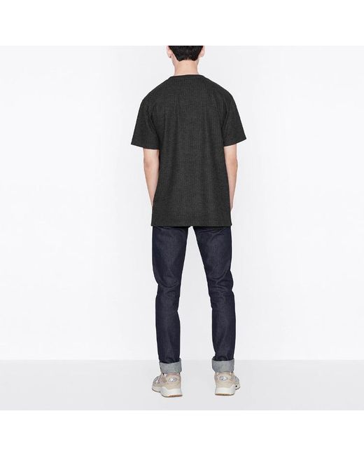 Dior Black Ss22 Alphabet Printing Round Neck Short Sleeve T-Shirt for men