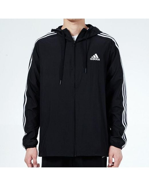 Adidas Blue 3S Wb Training Sports Hooded Logo Jacket Autumn for men