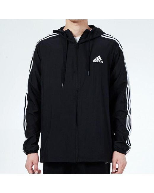 Adidas Blue 3S Wb Training Sports Hooded Logo Jacket Autumn for men
