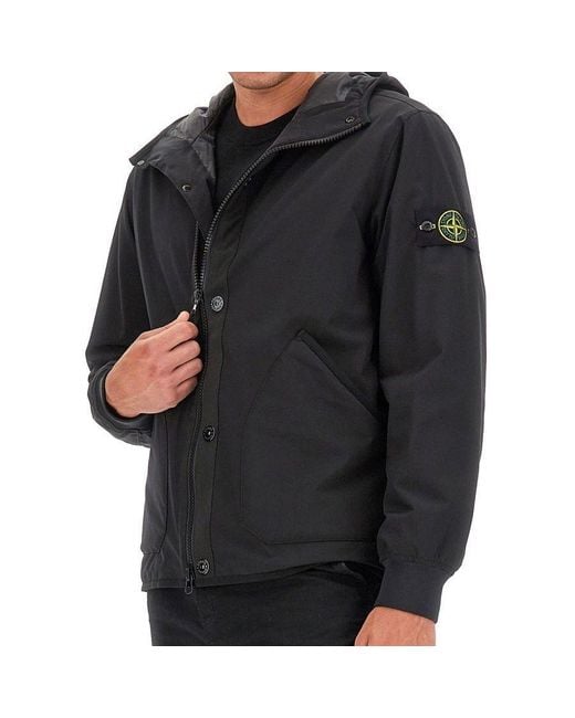 Stone Island Blue Waffen Patch Shell R Hooded Jacket for men