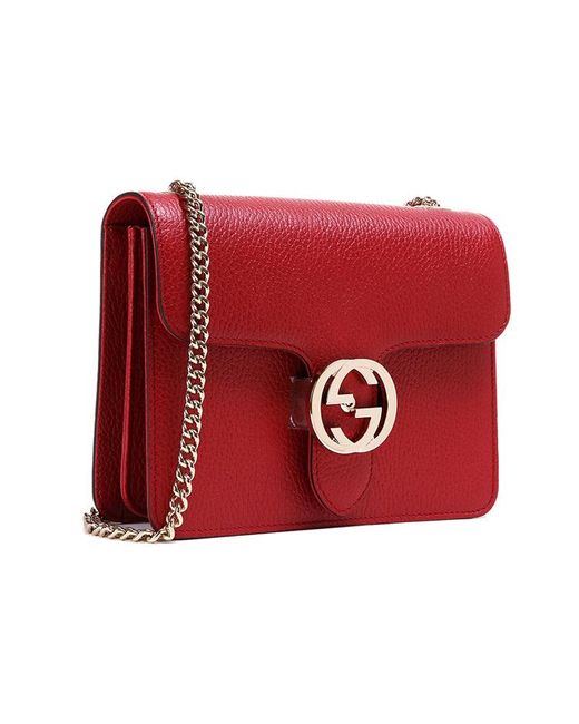 Gucci Red (Wmns) Leather Organ Crossbody Bag Single Shoulder Bag