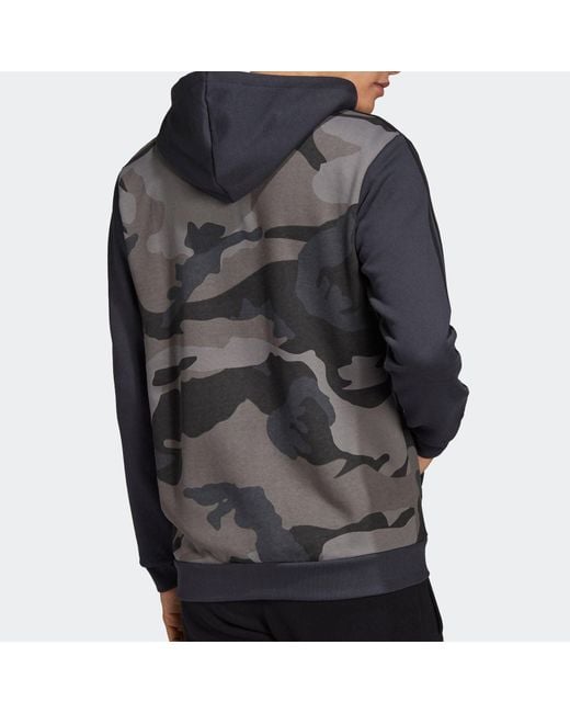 Adidas Gray Originals 'Camo' Full Zip Hoodie 'Carbon' for men