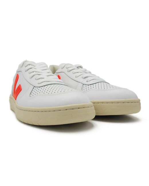 Veja White V-10 Leather Fluo Combalt'