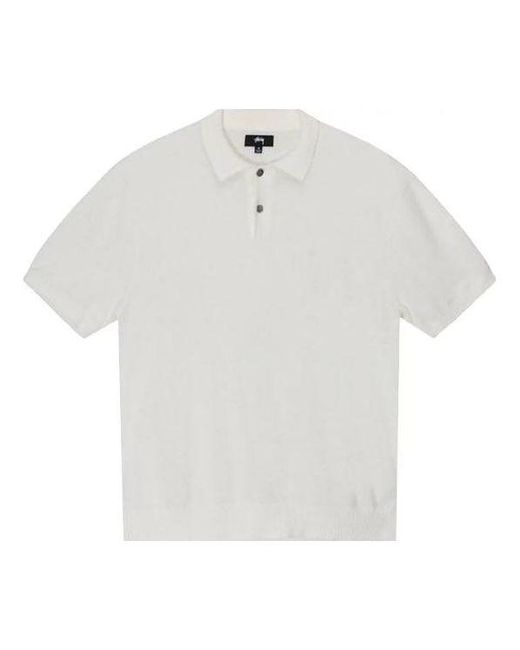 Stussy White Textured Ss Polo Sweter 'Bone' for men