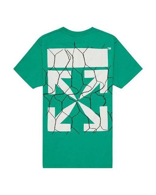Off-White c/o Virgil Abloh Green Fence Arrows T-Shirt Arrow Printing Short Sleeve for men