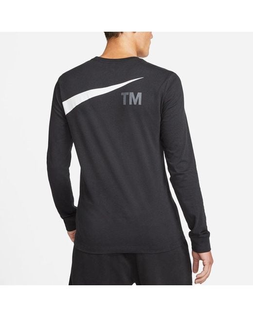Nike Black Sportswear Contrasting Colors Large Logo Round Neck Sports Long Sleeves for men