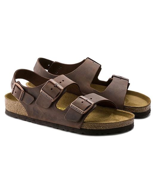 Birkenstock Brown Milano Oiled Leather Narrow Fit 'Habana' 0034873 for men