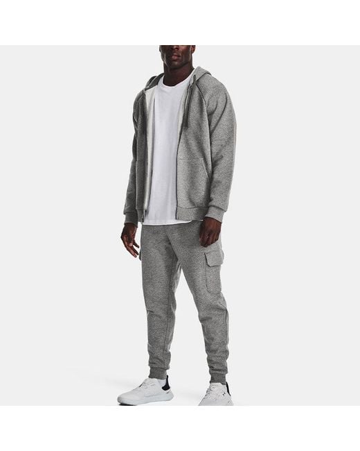 Under Armour Gray Rival Fleece Cargo Joggers for men