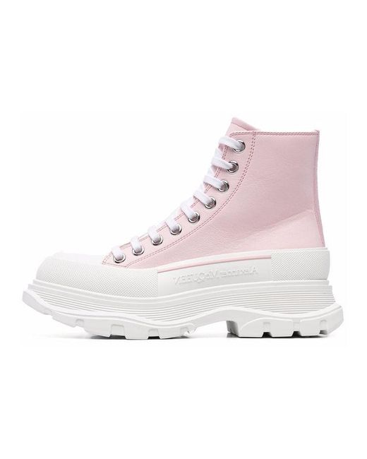 Alexander McQueen Pink Leather Ankle Boots