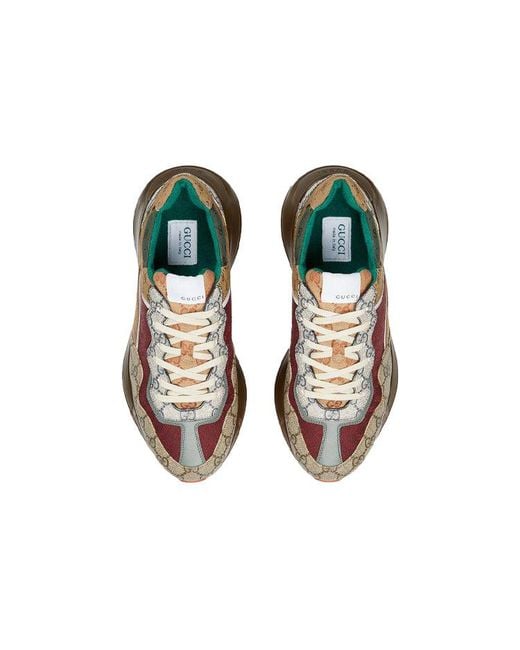 Gucci Brown Rhyton Monogram-print Canvas Low-top Trainers for men