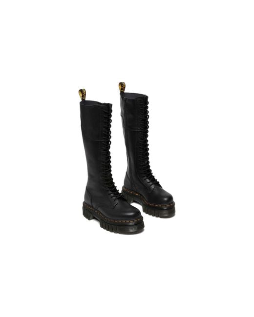 Dr. Martens Black (Wmns) Dr.Martens Audrick 20-Eye Leather Knee High Platform Boots