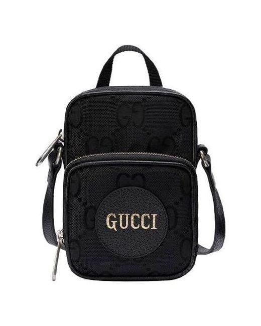 Gucci Black Off The Grid Otg Environmental Friendly Series Logo Leather Logo Nylon Handbag Mini for men