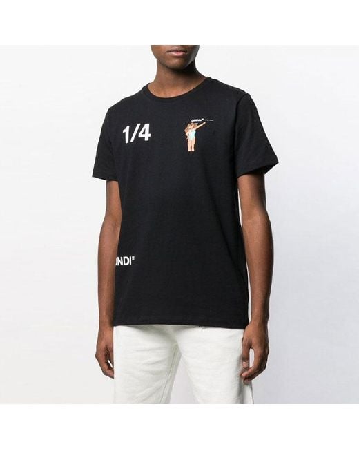Off-White c/o Virgil Abloh Black 1/4 Back Printing Short Sleeve T-Shirt for men