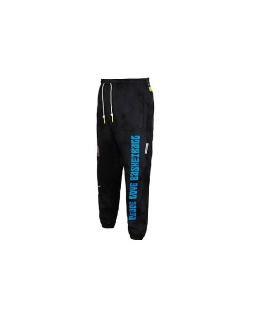 Nike Black Graffiti Embroidered Basketball Sports Fleece Lined Stay Warm Knit Long Pants for men