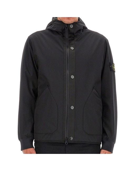 Stone Island Blue Waffen Patch Shell R Hooded Jacket for men