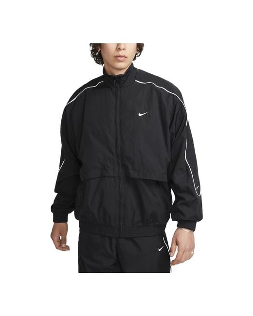 Nike Black Solo Swoosh Woven Track Jackets for men