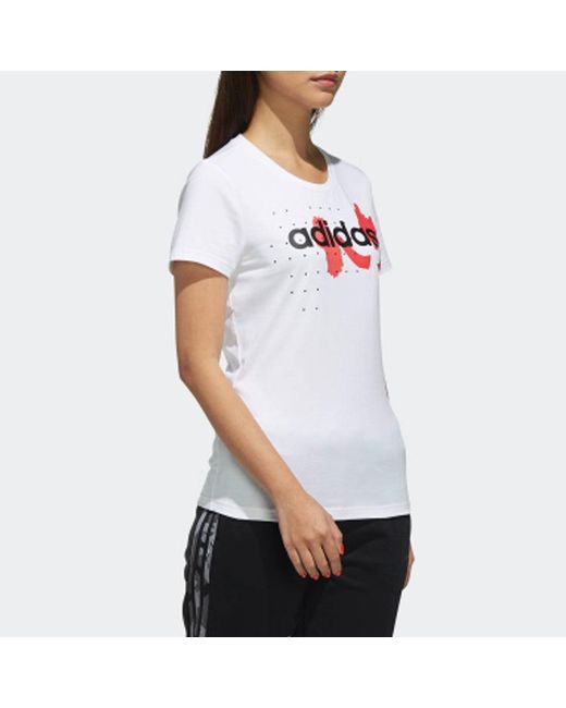 Adidas White (Wmns) Neo Fv Tee 2 Sports Round Neck Short Sleeve