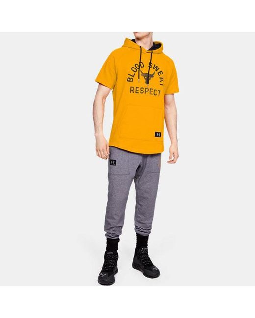 Under Armour Yellow Rock Sports Hooded Short Sleeve for men