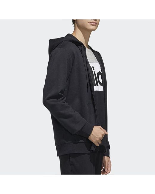 Adidas Blue Knitted Hooded Casual Sports Jacket for men