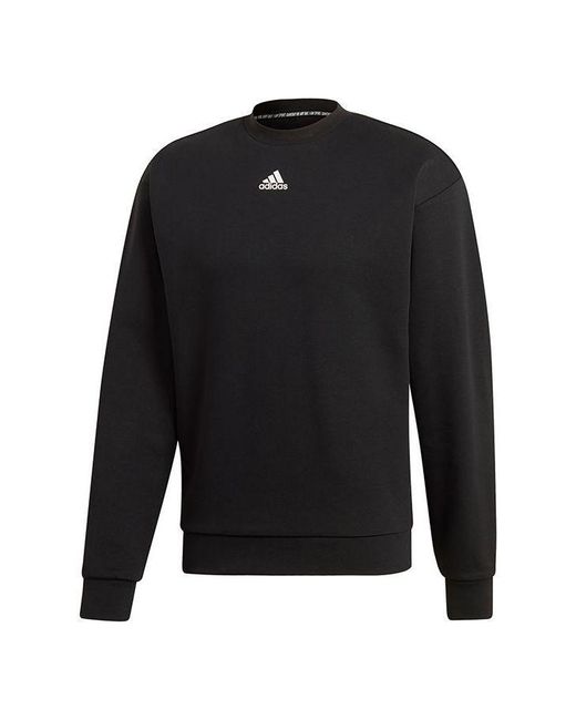 Adidas Black Mh 3S Crew Casual Sports Solid Color Round Neck for men