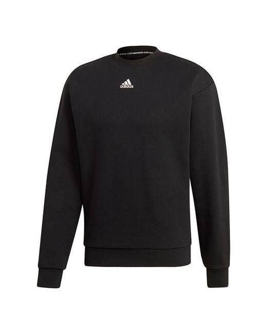 Adidas Black Mh 3S Crew Casual Sports Solid Color Round Neck for men