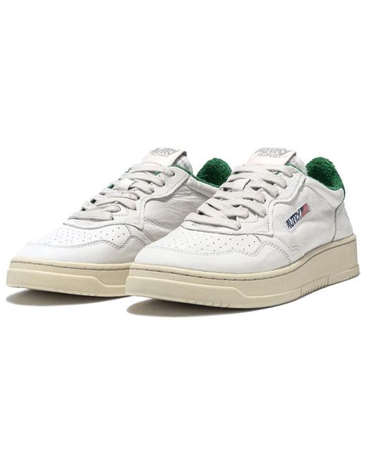 Autry White Medalist Low Leather And Suede