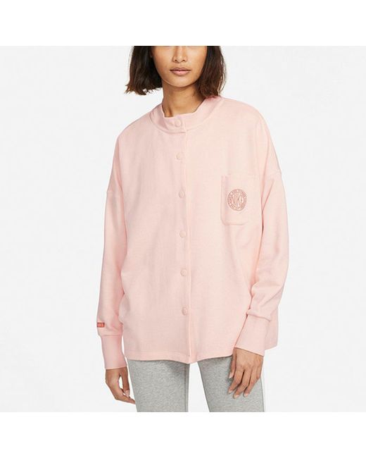 Nike Pink (Wmns) Sportswear Femme Retro Loose Pocket Embroidered Sports Jacket