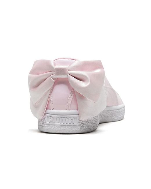 PUMA Pink (Wmns) Basket Bow Patent Casual Shoes