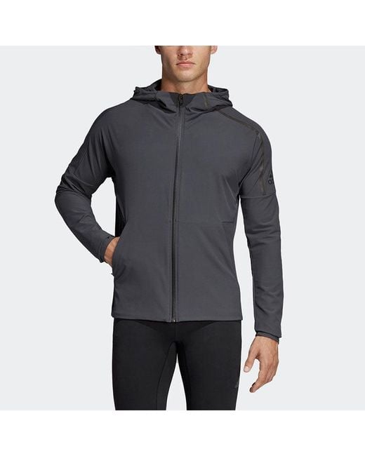 Adidas Gray Running Training Windproof Woven Hooded Jacket for men