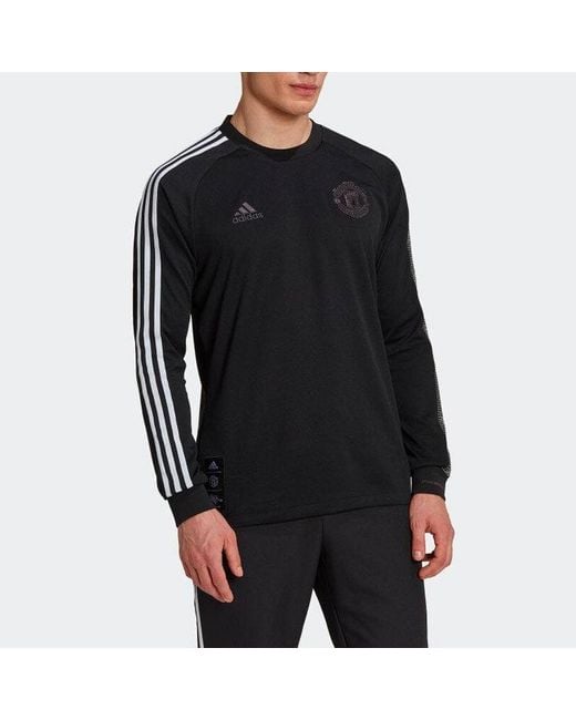 Adidas Black Stripe Round Neck Long Sleeves T-Shirt for men