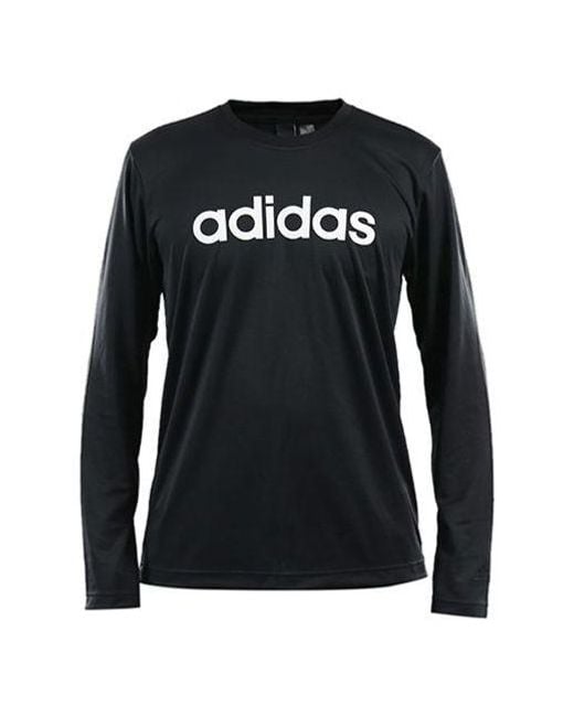 Adidas Black M Logo Ls T Logo Printing Sports Round Neck Long Sleeves for men