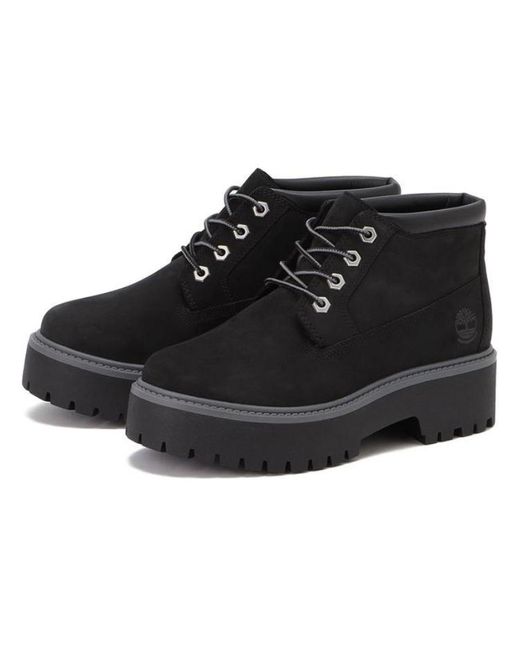 Timberland Black (Wmns) Stone Street Premium Platform Waterproof Chukka Boots Nubuck'