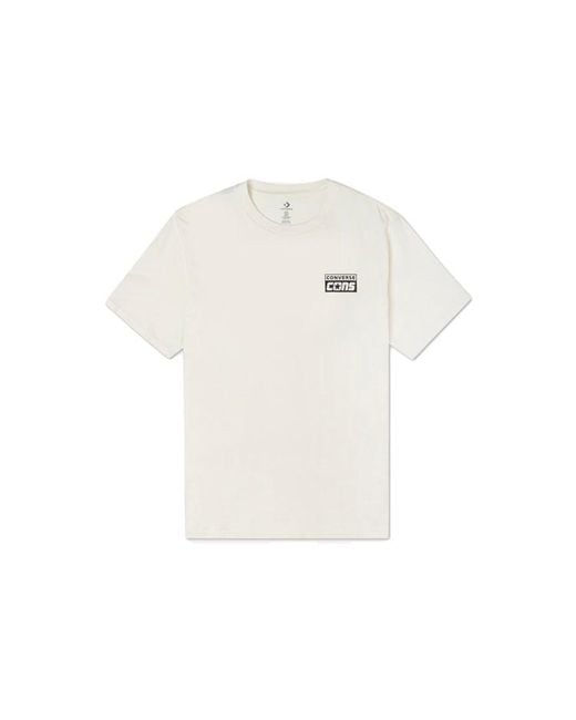 Converse White Alphabet Logo Printing Retro Casual Short Sleeve Cream for men