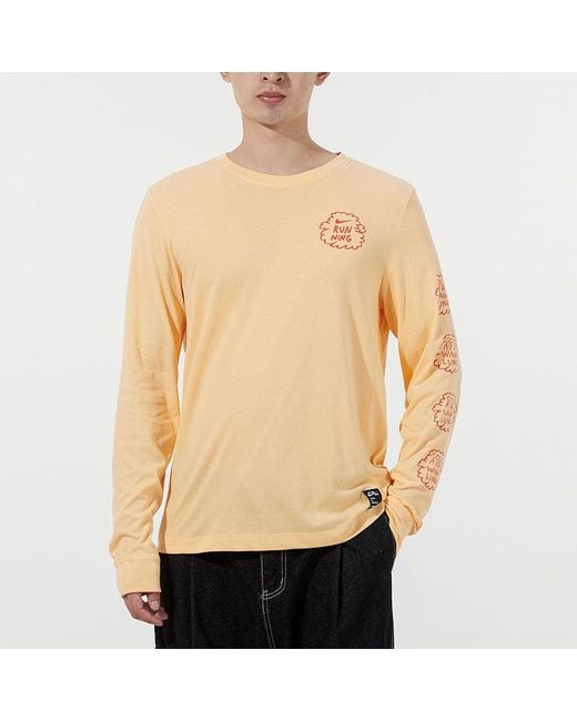Nike Natural Basketball Training Sports Printing Breathable Long Sleeves Apricot Color T-Shirt for men