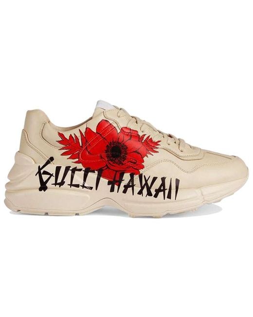 Gucci Red (Wmns) Rhyton Hawaii Poppy Print'