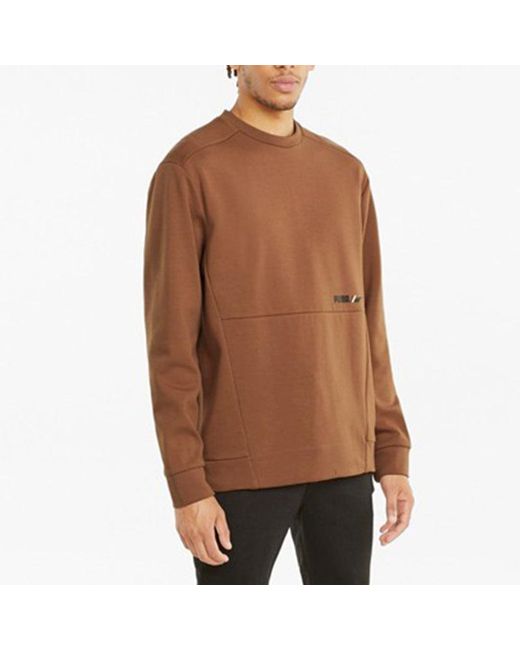 PUMA Brown Winterized Crew Logo for men